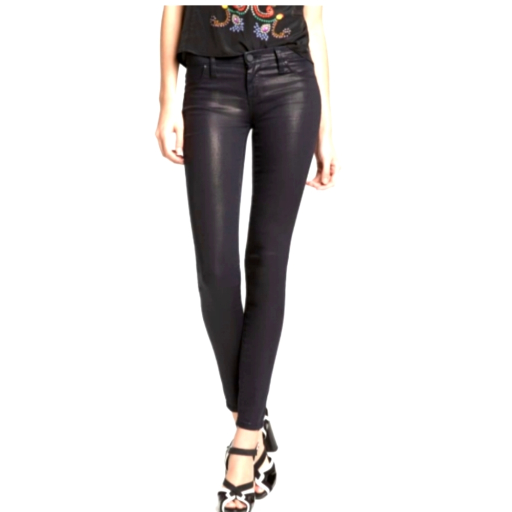 BLANKNYC sz 25 Spray On Super Skinny Jeans Coated Blackish Pink